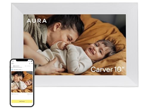 Image of Aura 10 inch HD WiFi Digital Picture Frame - Free Unlimited Cloud Storage - Send Photos from Phone - No Subscription - Auto On /Off - Gift for Parents & Grandparents (Cool White, 10 inch)