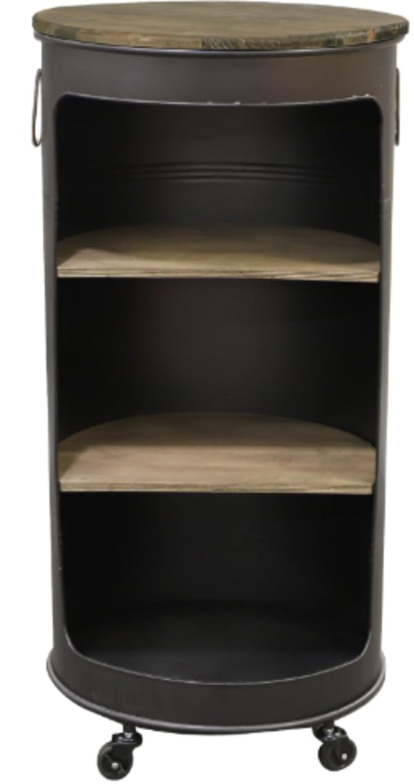 Urban Living LOFT & Metal Bar BIDON avec roulettes Design Old Glory Whiskey D50CM X H100CM