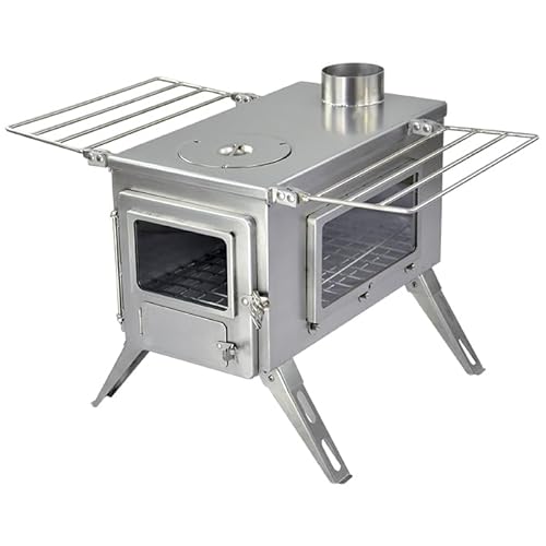 Winnerwell Nomad View Large Tent Stove | Portable Wood Burning Stove for Tents, Shelters, and Camping | 1500 Cubic Inch Firebox | Precision Stainless Steel Construction | Includes Chimney Pipe