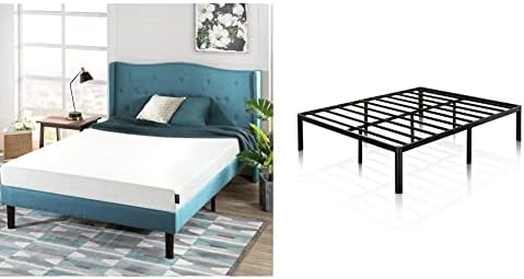 Zinus 6 Inch Green Tea Memory Foam Mattress/CertiPUR-US Certified/Bed-in-a-Box King, White & Van 16 Inch Metal Platform Bed Frame/Steel Slat Support/No Box Spring Needed, King