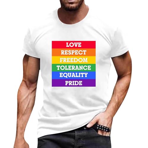 Camiseta de verano arcoíris para hombre, lesbiana gay, merchandising arcoíris, puño, orgullo, camiseta para hombre con elemento arcoíris, moda, informal, manga corta, Blanco, XXL