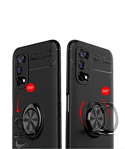 Asuwish Phone Case For Oppo Realme 7 Pro With Tempered Glass Screen Protector Cover And Cell Accessories Stand Kickstand Ring Holder Soft Tpu Silicone Rubber Protective Realme7 7Pro Women Men Black #TOP4