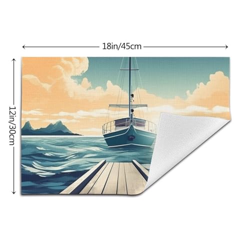 Sets de table paysage marin pour repas en bateau et dîners de vacances - 3
