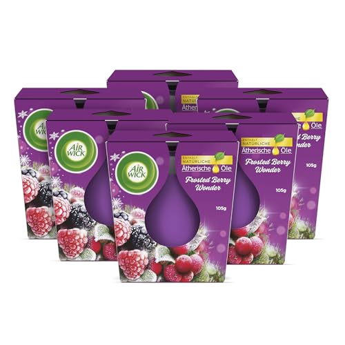Air Wick Wohlfühl-Duftkerze im Glas Duft: Frosted Berry Wonder Je bis zu 20 Stunden Brenndauer Enthält natürliche ätherische Öle 6 x 105 g Duftkerzenset