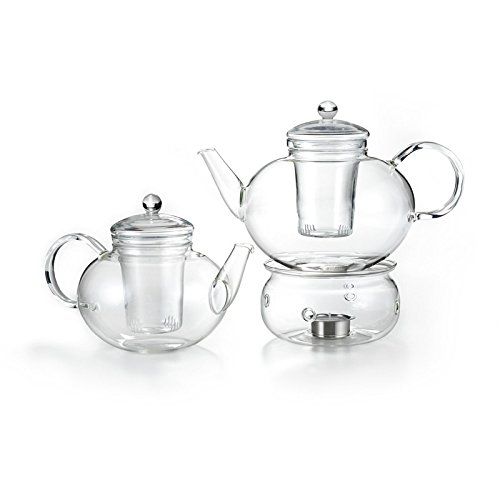 Trendglas Jena Teekanne MIKO im klassischen Design (2,0 L), inkl. Glassieb und Stövchen