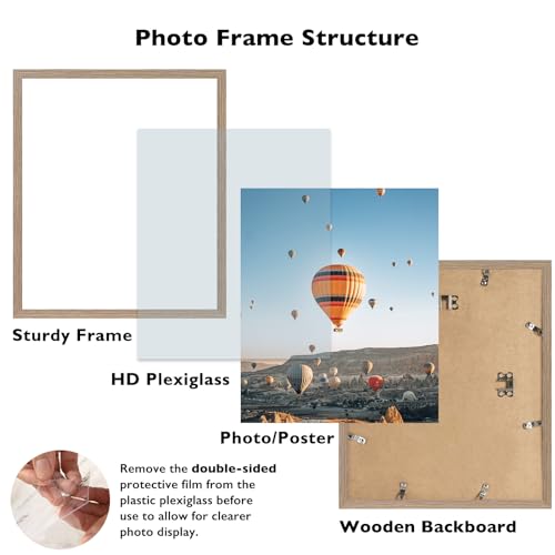 Image of JCJMY Rustic Brown 16x18 Picture Frame for Poster Photo, Horizontal and Vertical Formats, Wall Hanging, 16 x 18 Wall Gallery Frame