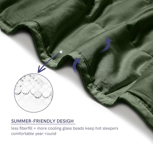 Image of YnM 10lbs Weighted Blanket for Adults,Cotton Heavy Bed Throw Blanket with Cooling Glass Beads for All Season Use, Ideal for ~90lbs (48x72 Inches, Twin /Full, Army Green)