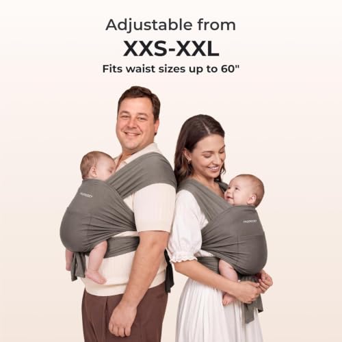 Image of Momcozy Baby Wrap Carrier, Easy-On 2-Piece Design, Newborn to 15.8 kg | Easy On Like a T-Shirt, XXS-XXL Adjustable Fit, IHDI Hip-Healthy, Lightweight Hands-Free Comfort Baby Sling, Light Curry