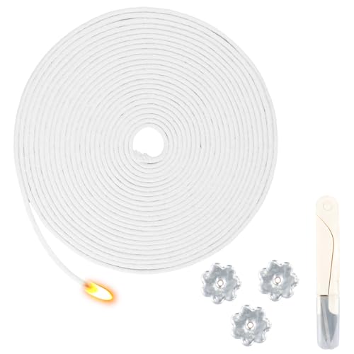 Culinavog Meche Lampe à Huile 10 m x Ø 4 mm, Meche Bougie Coton Tressé et 1 Paire de Ciseaux, Tempete Meche Lampe a Petrole Ancienne pour Bruleur à...
