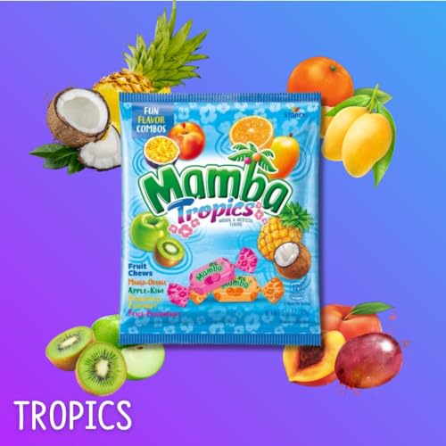 Mamba Tropics Assorted Candy 3.52 oz pack de 3 miniatura 3