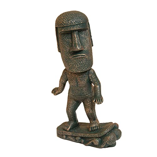 Moai Statue Decor – 6 Inch Easter Island Oranment Resin Stone Decoration for Room Accessories Antique Sculpture for Office Desktop (Surfing)