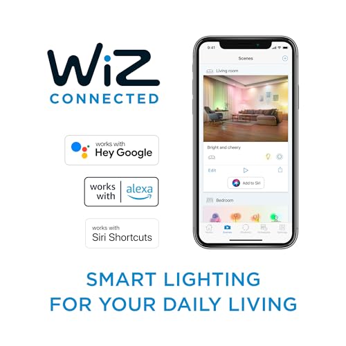 Image of Philips 60 Watt Equivalent A19 LED Daylight (5000K) WiZ Powered Smart Wi-Fi Bulb (Pack of 4)