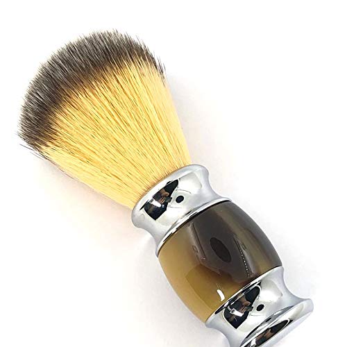 casstaly Brocha de afeitar sintética con mango de resina, cepillo de viaje, espuma bien con jabón de afeitar, crema para hombres, afeitado húmedo