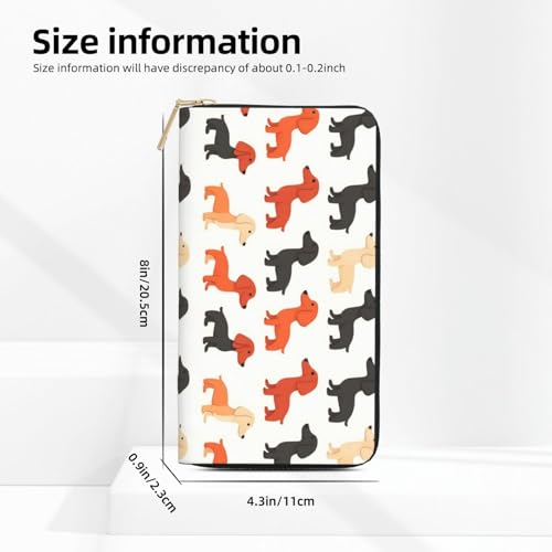 Leather Thin Slim Wallets for Women & Men - Cute Dachshund Puppy Print Card Wallet Holder with Zipper2