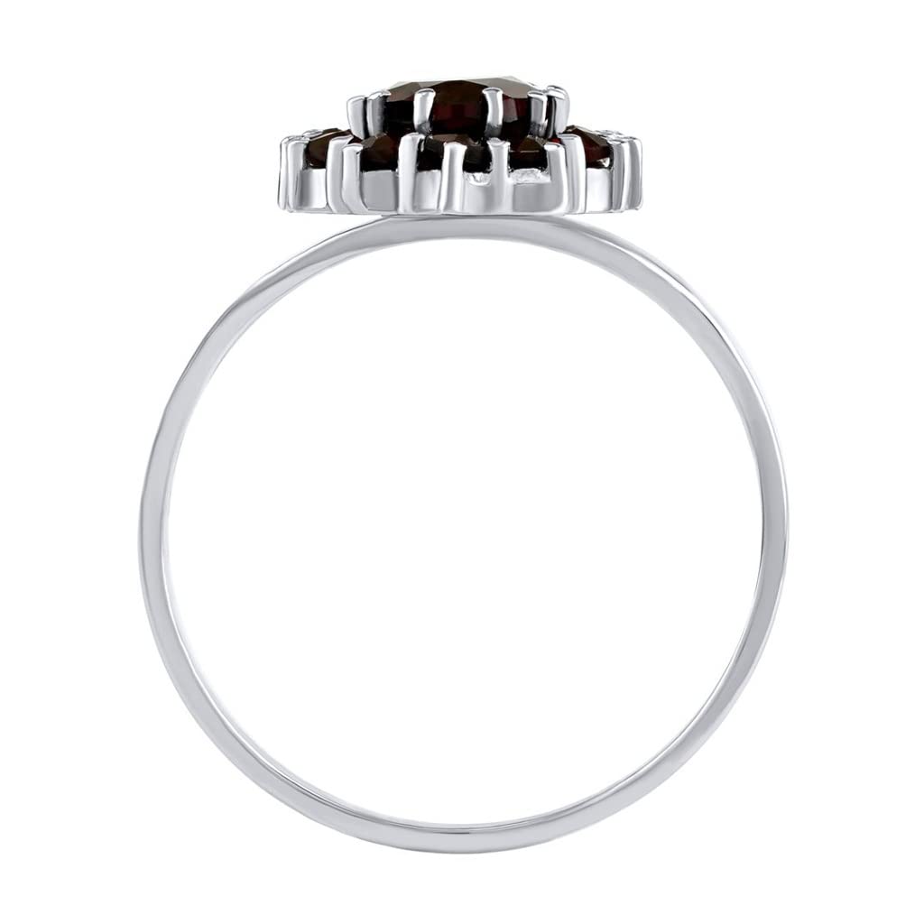 SILVEGO Damen Ring aus 925 Sterling Silber mit echtem Granat, SILVEGOB280001