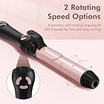 Lanvier Rotating Curling Iron 1.25 Inch Automatic Long Barrel Curling Wand for Waves; Tourmaline Ceramic Self Curler with 2 Rotating Speed, 11 Adjustable Temperature and Dual Voltage for Worldwide Use