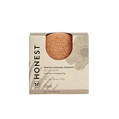 Honest Beauty Gentle Konjac Sponge With Pink Kaolin Clay |Soft Exfoliating Facial Sponge |Buff & Soften Skin | 1 Count #TOP6