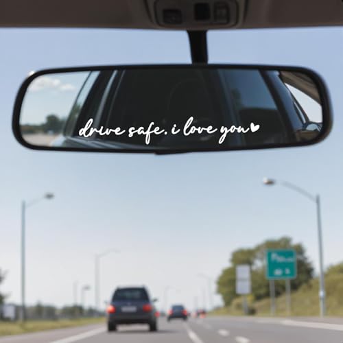 Image of 3Pcs Rearview Mirror Decal Car Window Decals For Women Auto Stickers Accessories Valentines Day Gifts Drive Safe, I Love You Water Bottle Stickers Suitable for Motorcycle Bumper(White)