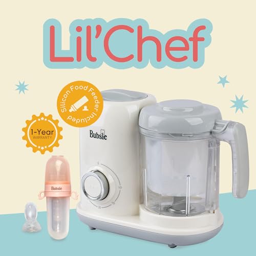 Image of Lil Chef 5-in-1 Baby Food Processor with Silicon Food Feeder | Steamer, Blender, Reheat, Defrost & Bottle Warmer | Portable Travel Baby Food Cooker, Puree Maker and Blender for Homemade Meals