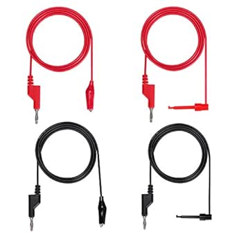 Sumnacon Multimeter Test Lead Set - Stackable Banana Plug to Test Hook, Banana Plug to Alligator Clips Test Cable Kit, Flexible Silicone Electrical Test Wire Leads with Protective