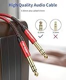 JSAUX Professional Guitar Cable 6M (20ft), 1/4" 6.35mm to 6.35mm TRS Stereo Audio Guitar Lead Nylon Braided Jack Instrument Cable for Electric Guitar, Bass, Amp, Keyboard, Mondolin - Red - Image 2
