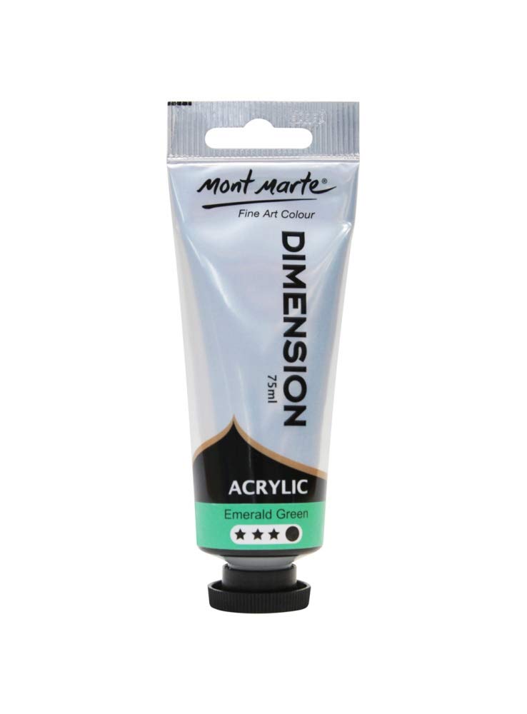 Mont Marte Dimension Acrylic Colour Series with High Viscosity Glass Finish Strong Colour Intensity Excellent Lightfastness, Pigment Tube Dimension Acrylic 75ml - Emerald Green