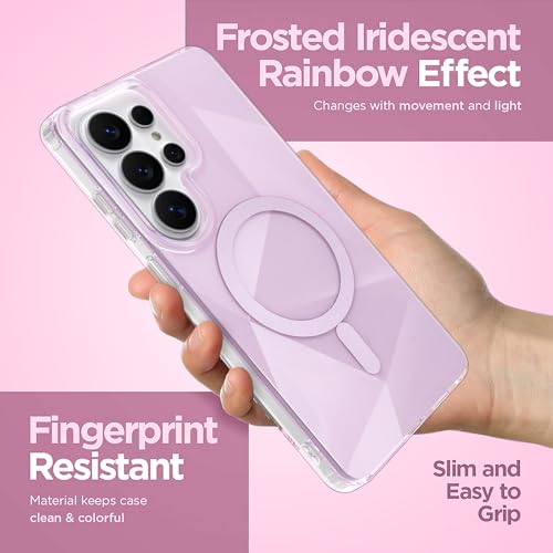 Image of Magnetic Case for Samsung Galaxy S26 Ultra [Compatible with Magsafe] [Anti-Yellowing] [1 Screen Protector] Shockproof Slim Iridescent Sparkly Case for Galaxy S26 Ultra 6.9 inch, Pink