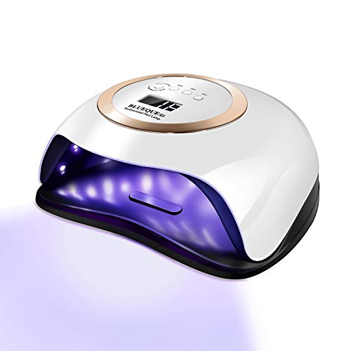 YAOBLUESEA Sèche-Ongles,168W Lampe UV LED pour Ongles, Professionnel Automatique Séchoir à Ongles, Plaque Magnétique Amovible avec 4 Minuterie 10/30/60/99s, Capteur Infrarouge écran LCD