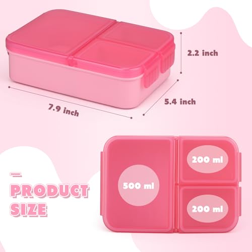 Image of WyfKyd 2PACK Snack Box Container Set for Kids Adults Food Bento Lunch Box | 2PACK Snack Box Container for Kids Adults Reusable Bento Lunch Box with 3 Compartents for Office,School,Travel,Outdoor Pink
