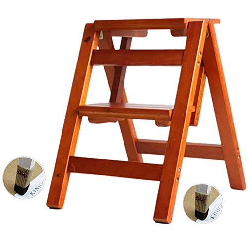 Escalera de tijera portátil, taburete de madera de varias capas y silla 2