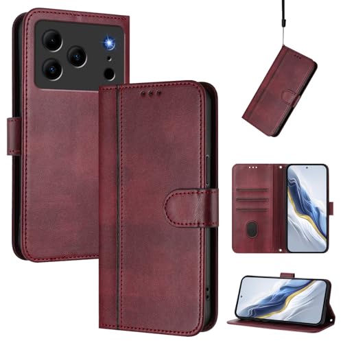 [PU���U�[+�P�[�X�n�Ή��@�� for Doogee Note 56 (Pro) / Note 56 Plus �t���b�v�X�^���h�J�[�h�X���b�g�E�H���b�g �������[�h Red