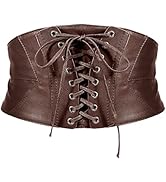 Women Black Corset Belt, Vintage Lace-up Wide Cinch Elastic Waist Belt Punk Halloween Holiday Cos...