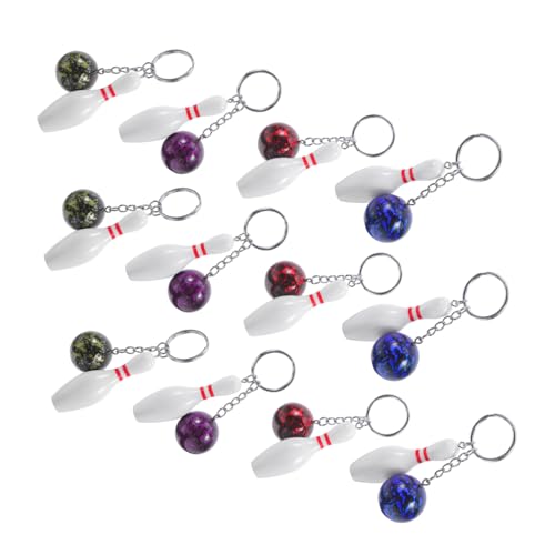 Porte clés bowling colorés miniatures pour décoration sac et clés lot sportif de 36