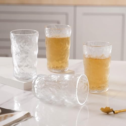 Image of Inovique Enterprises Frosted Clear Water Glass Set of 10 | 350ml Transparent Glacier Water Glass Tumblers for Cold Drinks, Mocktails & Daily Use