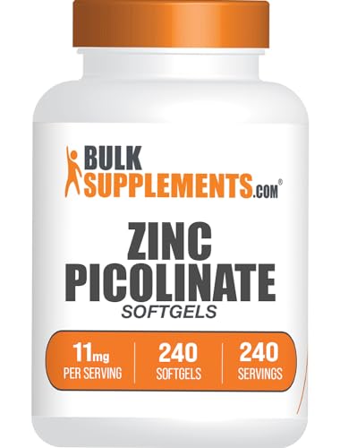 BulkSupplements.com Zinc Picolinate Softgels - Zinc 11mg for Immune Support Gluten Free - 1 Softgel per Serving 240 Count (Pack of 1)