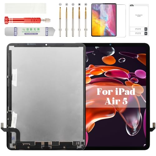 for iPad Air 5 Screen Replacement Kit for iPad Air 5th Generation LCD Replacement Display for iPad Air 5 Digitizer Touch Assembly Screen Replacement A2588 A2589 A2591 Black