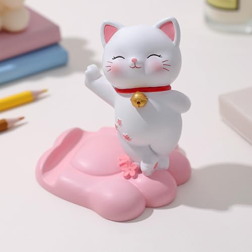 Support de téléphone chat mignon pour bureau avec base antidérapante stable