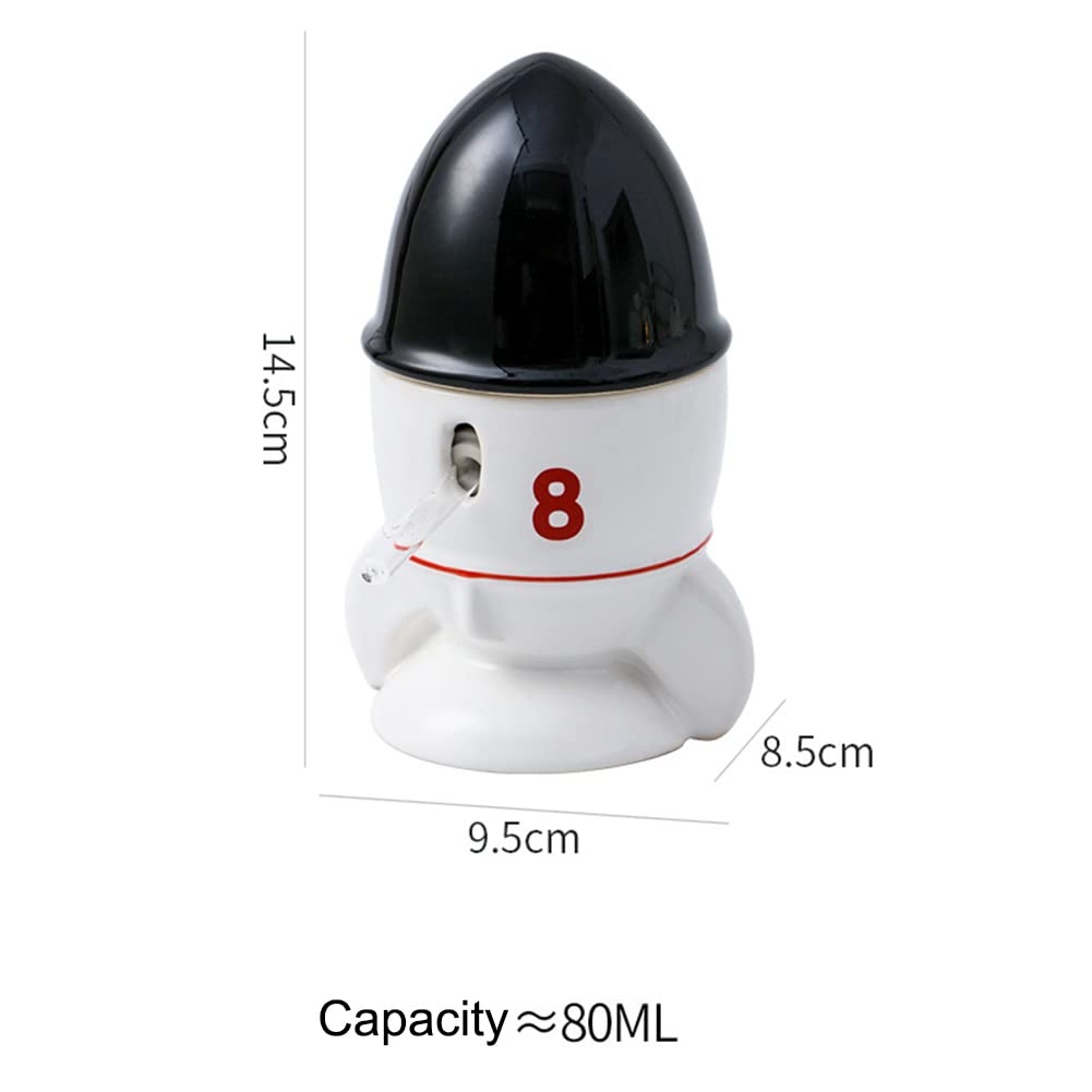 iHOO Ceramic Water Bottle,Little Pet Automatic Drinking Bottle with Rocket Shape Ceramic Holder for Dwarf Syrian Hamsters Gerbils Mice Rats Rabbits(Rocket,80ML)