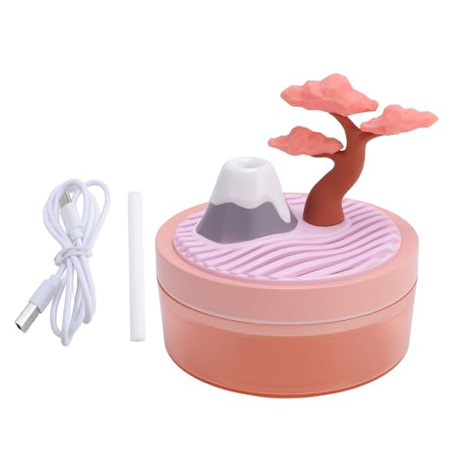 Tyenaza 320ml Mini Desk Humidifier, with Cherry Tree Landscape Decoration Colorful Light Cool Mist USB Powered Humidifier, for Bedroom Office Car