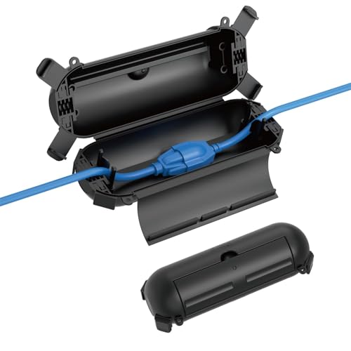 Tecmojo 2 Pack Outdoor Connection Box IP44 Water & Dust Resistant Electrical Extension Box, Safe Sealed Enclosure Suitable for 14-18 AWG Cables - Protect Light Strips, Plugs, and Cables, Black