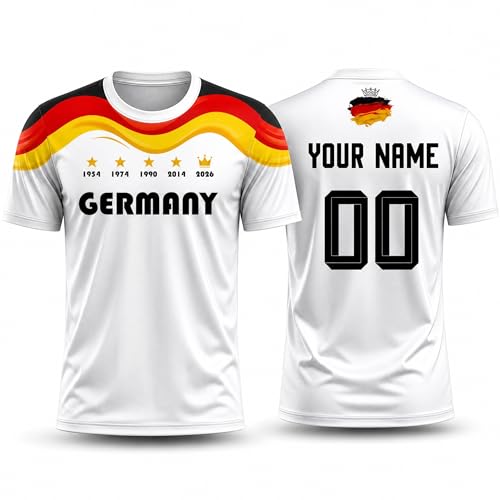 Maillot Allemagne Personnalisable, Maillot de Foot Coupe du Monde 2026 Homme Femme Enfant avec Nom et Numéro