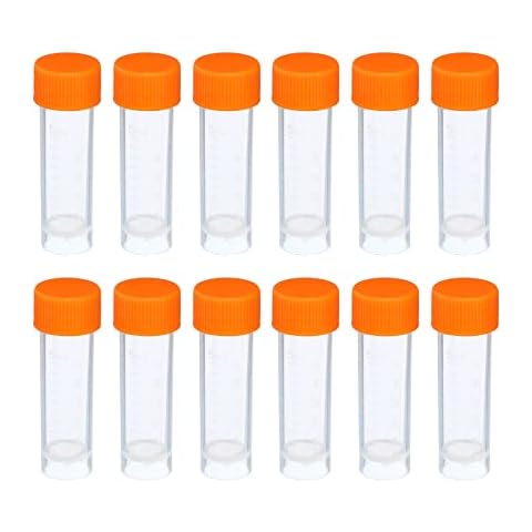 PATIKIL 5mL Plastic Test Tubes, 12 Pack Frozen Container Storage Screw Cap for Lab Laboratory Science, Clear Cover