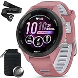 Garmin 010-02810-05 Forerunner 265S GPS Smartwatch Light Pink/Whitestone Bundle Heart Rate Monitor Accurate Heart Rate & HRV Data Strap XS-S and Deco Essentials Collapsable Water Bottle