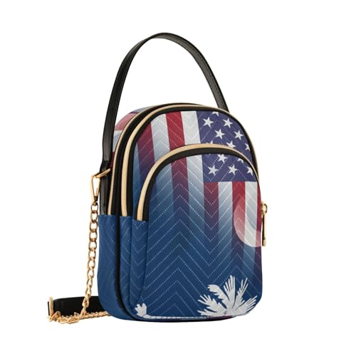 Image of Patriot Flag Cell Phone Purse Crossbody Handbag Durable Shoulder Bag Sturdy Travel Pouch