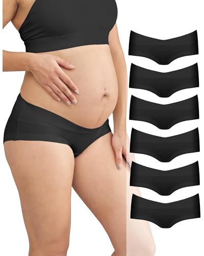 Intimate Portal - Intimate Portal Umstandsslips Umstandsunterwäsche Schwangerschaft Postpartum Unterwäsche Schwangerschaftsslips 6er-Pack Schwarz M