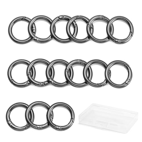 Image of DEVPSISR 15pcs Trigger Spring O Rings Round,Metal Keychain Ring Round Carabiner Clips for Keyrings Buckle, Bags,Purses
