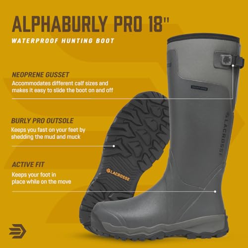 Image of LaCrosse Burly Rubber Hunting & Work Boots for Men - Waterproof ZXT Rubber with Foam Insulation, Top Strap, EVA Footbed, and Slip-Resistant Outsole