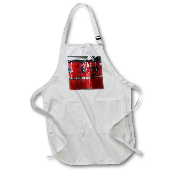 Medium Length Apron with Pouch Pockets 22w x 24l - red conga drums Musical Instruments