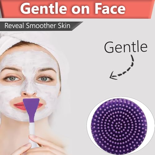 Image of TEMPERIA (1 pcs) 2 in 1 Silicone Face Scrubber Brush for Men & Women - Facial Massager Tool for Cleansing - Exfoliating Brush for Face Wash Scrub (Random Colors) (MN02)