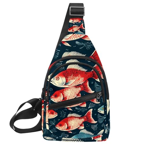 Mochila cruzada con diseño de peces E ajustable estilo multicolor
